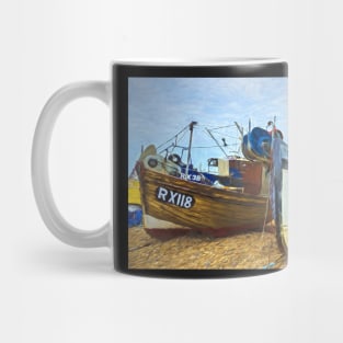 Fishing Boats On The Beach Digital Art Mug